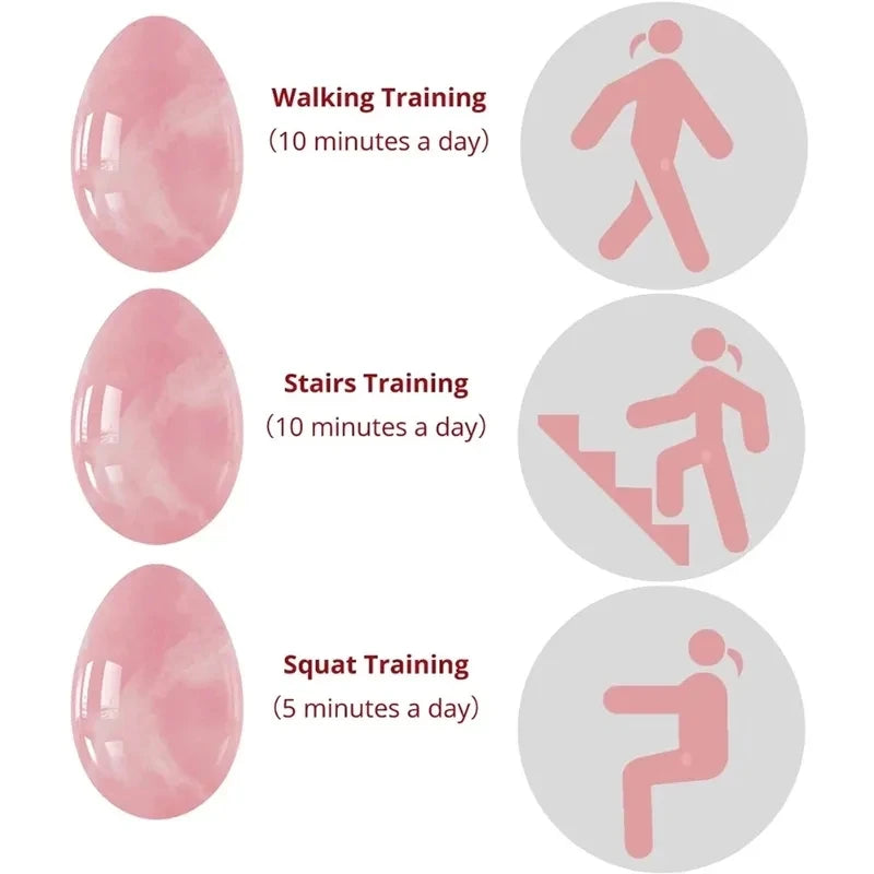 1pc Natural Rose Quartz Obsidian Yoni Egg Women Kegel Exerciser Opal Crystal Ball Drilled Jade Massage Stone Muscle Tightening