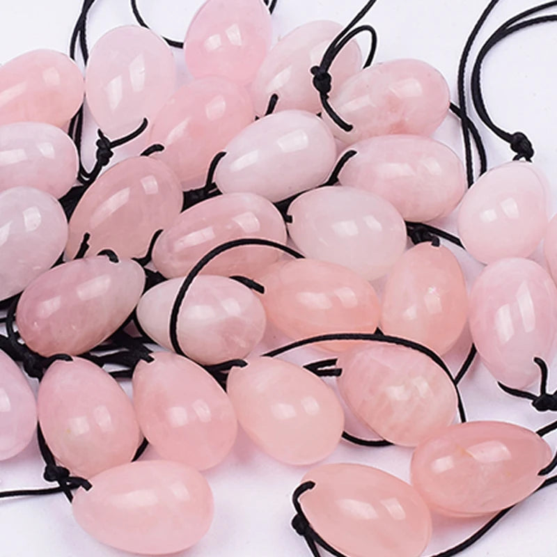 1pc Natural Rose Quartz Obsidian Yoni Egg Women Kegel Exerciser Opal Crystal Ball Drilled Jade Massage Stone Muscle Tightening